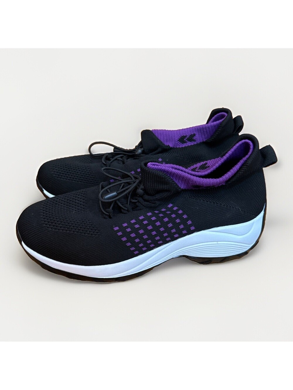 NIB Stunahome Orthopedic Black/Purple Slip on Sneakers Women Size 9